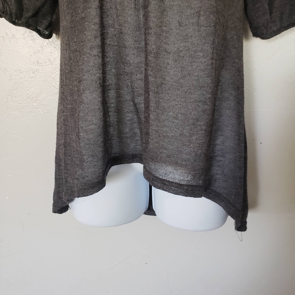 Bohme Small Charcoal Grey Cold Shoulder Blouse V-neck Sequin Embellishments Top - Picture 9 of 10